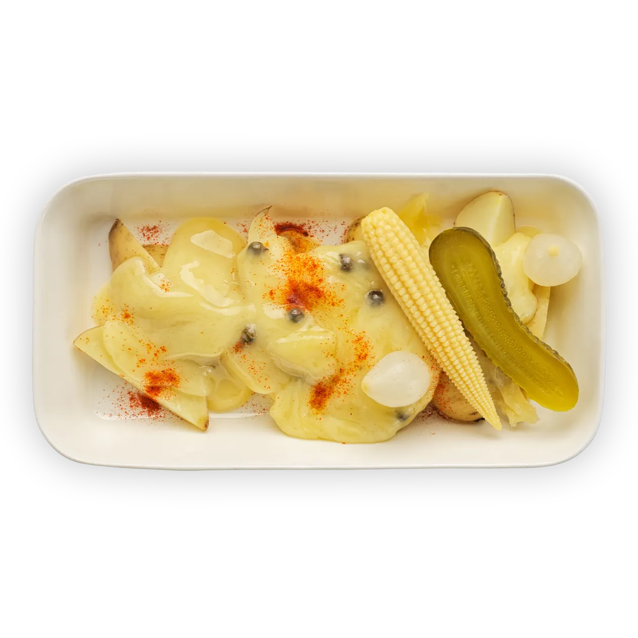 Raclette cheese with pepper | boiled potatoes