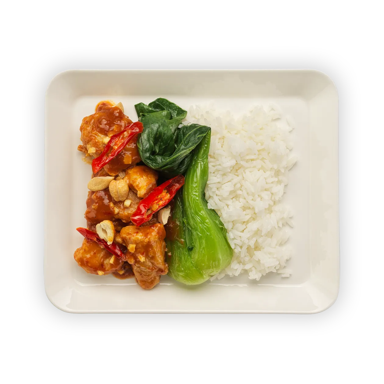 Gong Bao chicken | Jasmine rice | pak choi