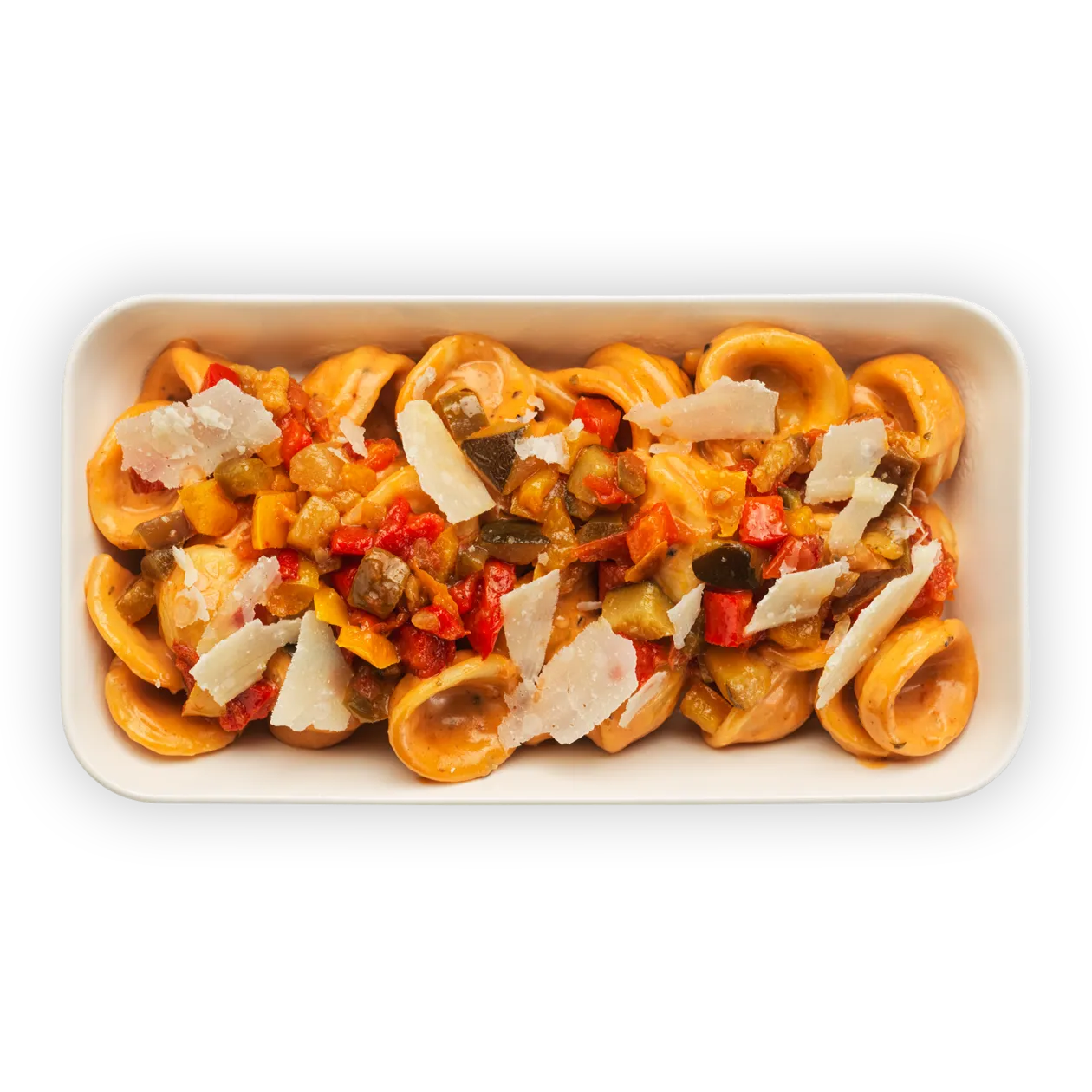 Orecchiette Cinque Pi mit Tomatenrahmsauce | Ratatouille und Parmesan