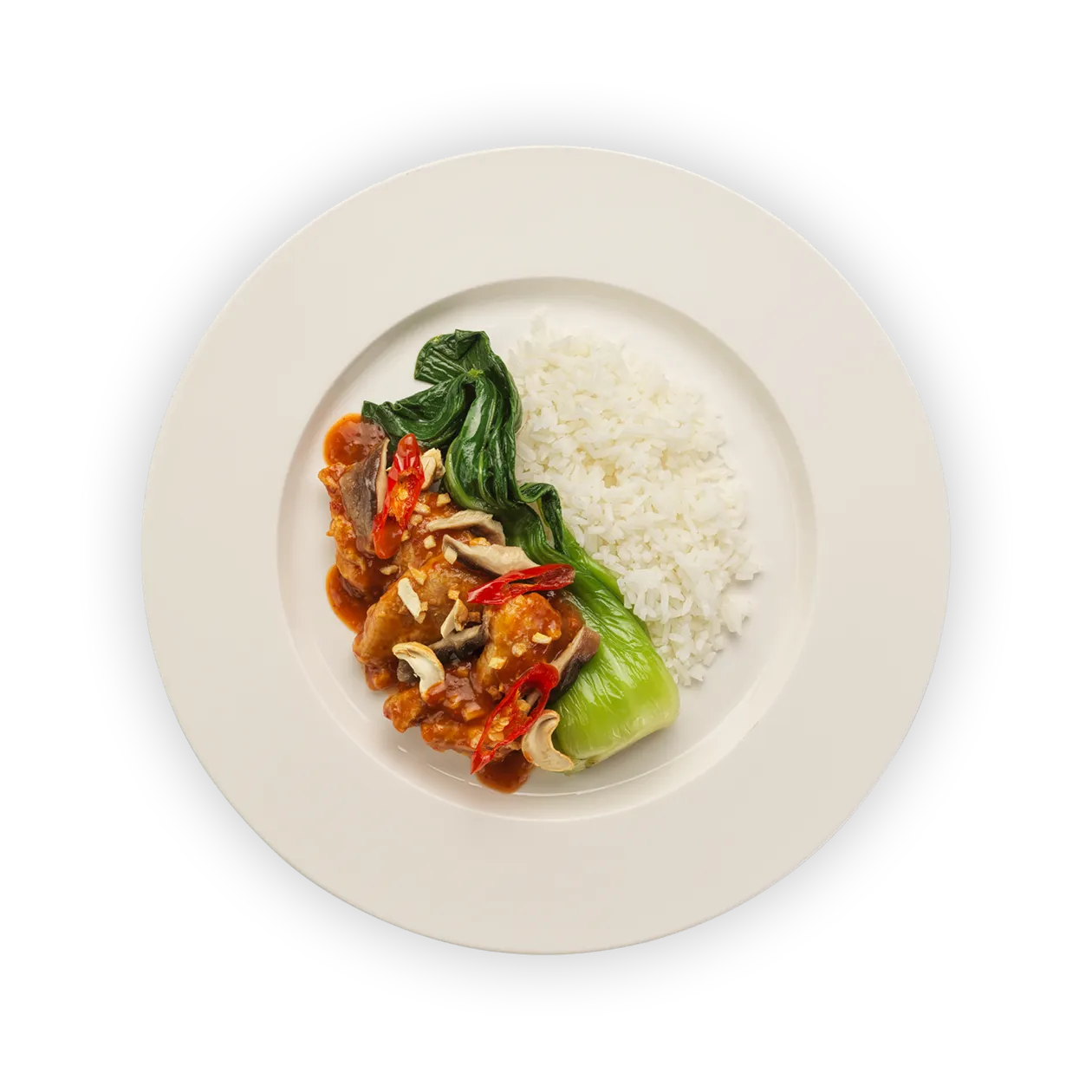 Gong Bao chicken | Jasmine rice | pak choi